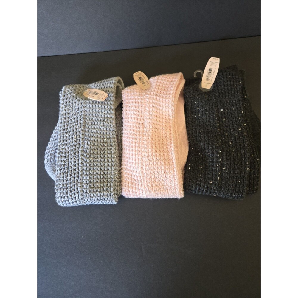 Victoria’s Secret Sequence Cashmere Blend Socks Lot of 3 - XS/S NWT Pink & Grey